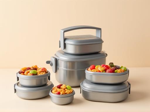 Contenedores metálicos ergonómicos para snacks infantiles